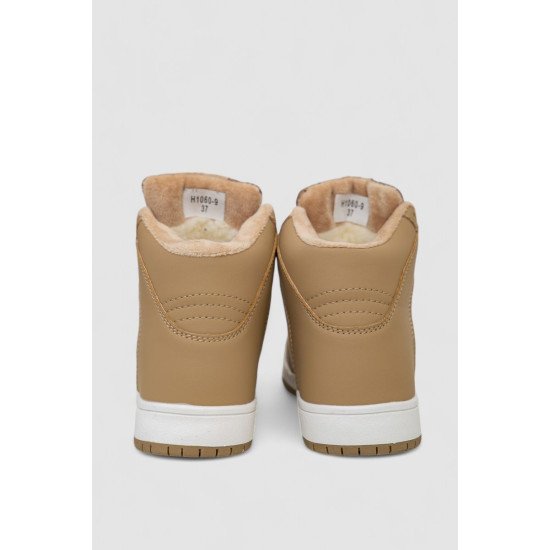 Кросівки жіночі зимові на хутрі, колір бежево-білий