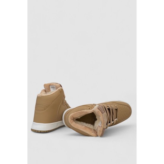 Кросівки жіночі зимові на хутрі, колір бежево-білий