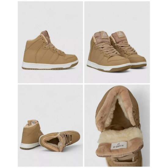 Кросівки жіночі зимові на хутрі, колір бежево-білий