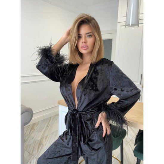 Костюм з бархату з натуральним пір’ям боа