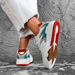 Кросівки жіночі білі + блакитний + сірий натуральна замша