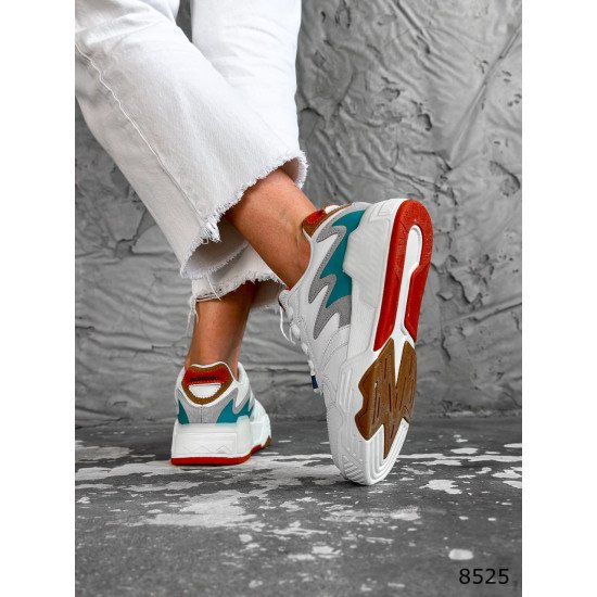 Кросівки жіночі білі + блакитний + сірий натуральна замша