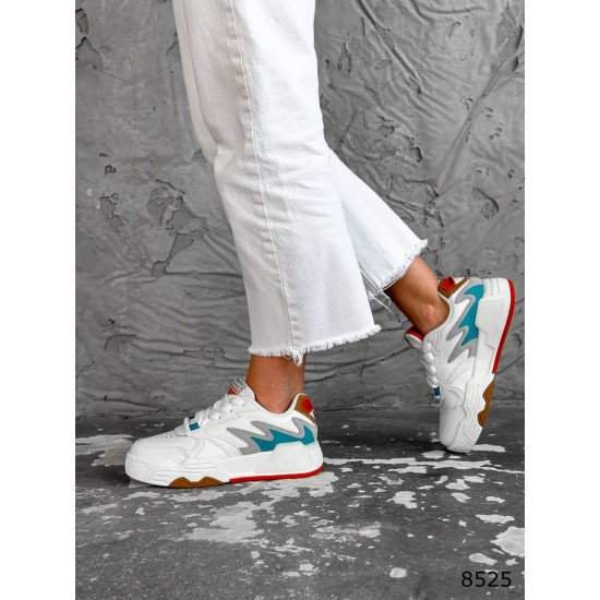 Кросівки жіночі білі + блакитний + сірий натуральна замша