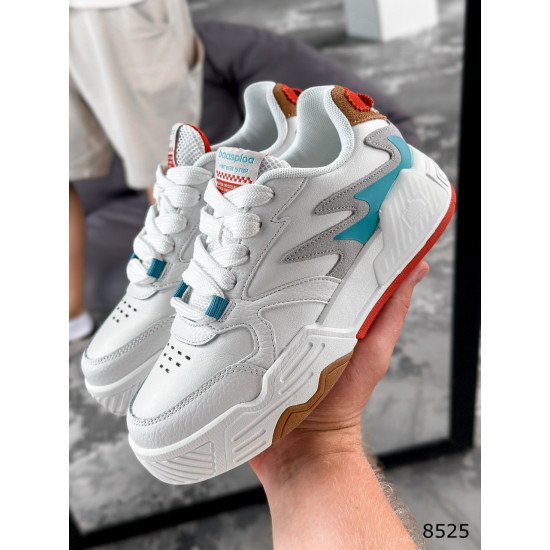 Кросівки жіночі білі + блакитний + сірий натуральна замша