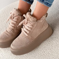 Черевики жіночі Keren  бежевий натуральна замша ЗИМА