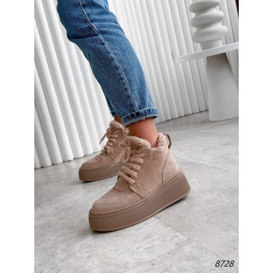 Черевики жіночі Keren  бежевий натуральна замша ЗИМА