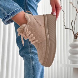 Черевики жіночі Keren  бежевий натуральна замша ЗИМА