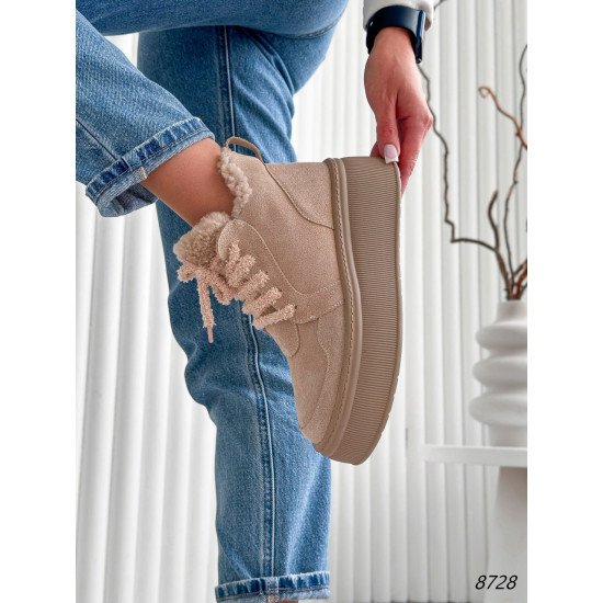 Черевики жіночі Keren  бежевий натуральна замша ЗИМА