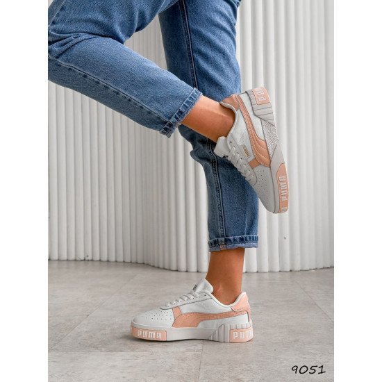 Кросівки жіночі білі + персик  шкіряні