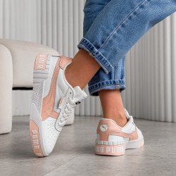 Кросівки жіночі білі + персик  шкіряні