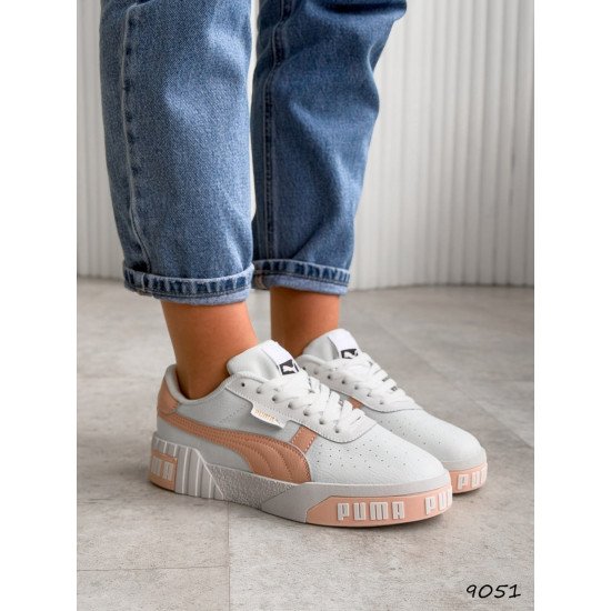 Кросівки жіночі білі + персик  шкіряні