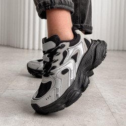 Кросівки жіночі  сірі + чорний, екозамша