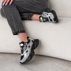 Кросівки жіночі  сірі + чорний, екозамша