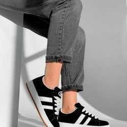 Кеди жіночі Ald чорні + білий, еконубук