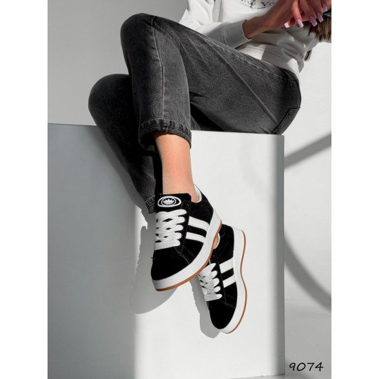 Кеди жіночі Ald чорні + білий, еконубук