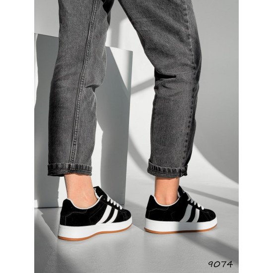 Кеди жіночі Ald чорні + білий, еконубук