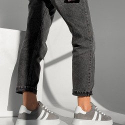 Кросівки жіночі Ads сірі + білий, натуральна  замша