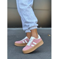 Кеди рожеві з білими вставками