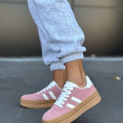 Кеди рожеві з білими вставками