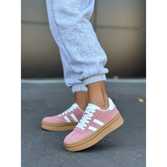 Кеди рожеві з білими вставками