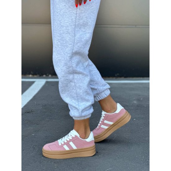 Кеди рожеві з білими вставками