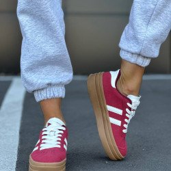 Кеди красні з білими вставками