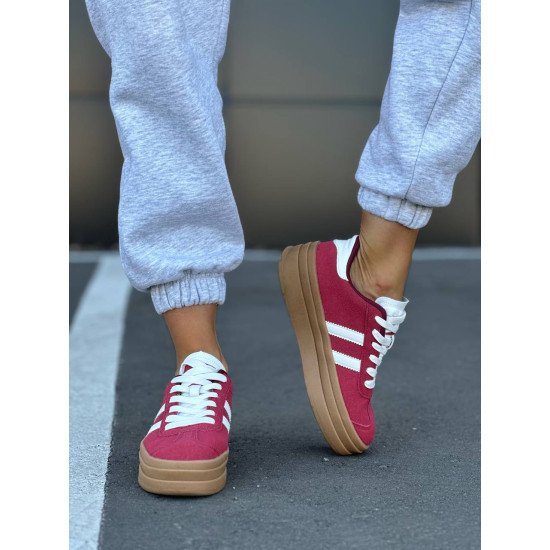 Кеди красні з білими вставками