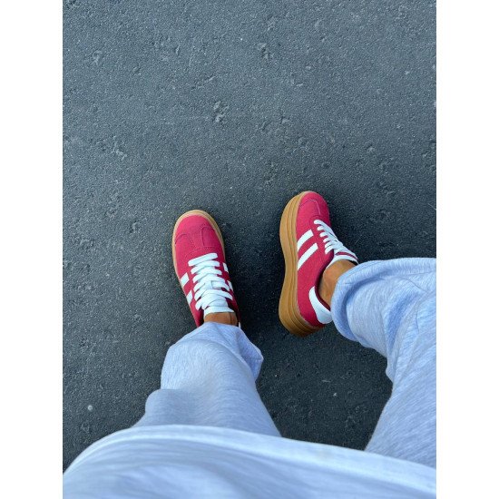 Кеди красні з білими вставками