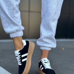 Кеди чорні з білими вставками