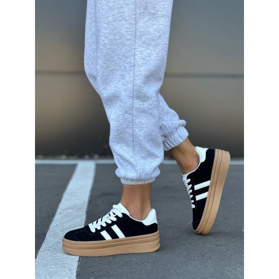 Кеди чорні з білими вставками