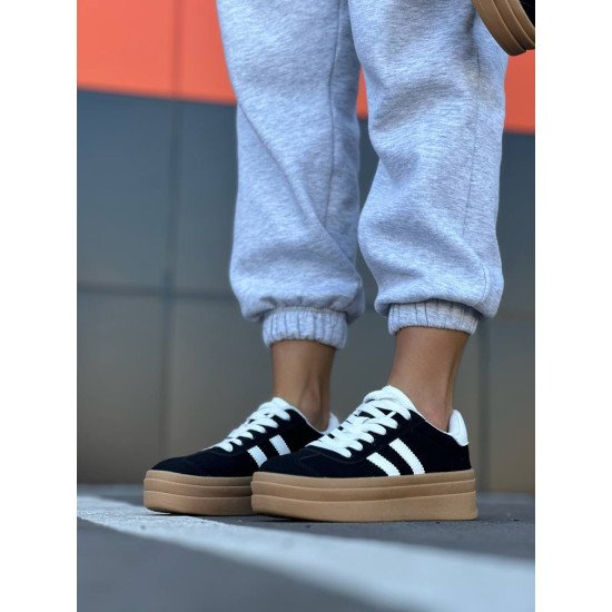 Кеди чорні з білими вставками