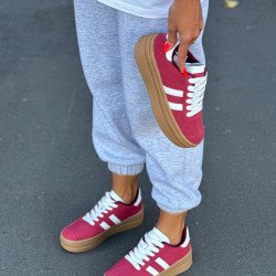 Кеди красні з білими вставками